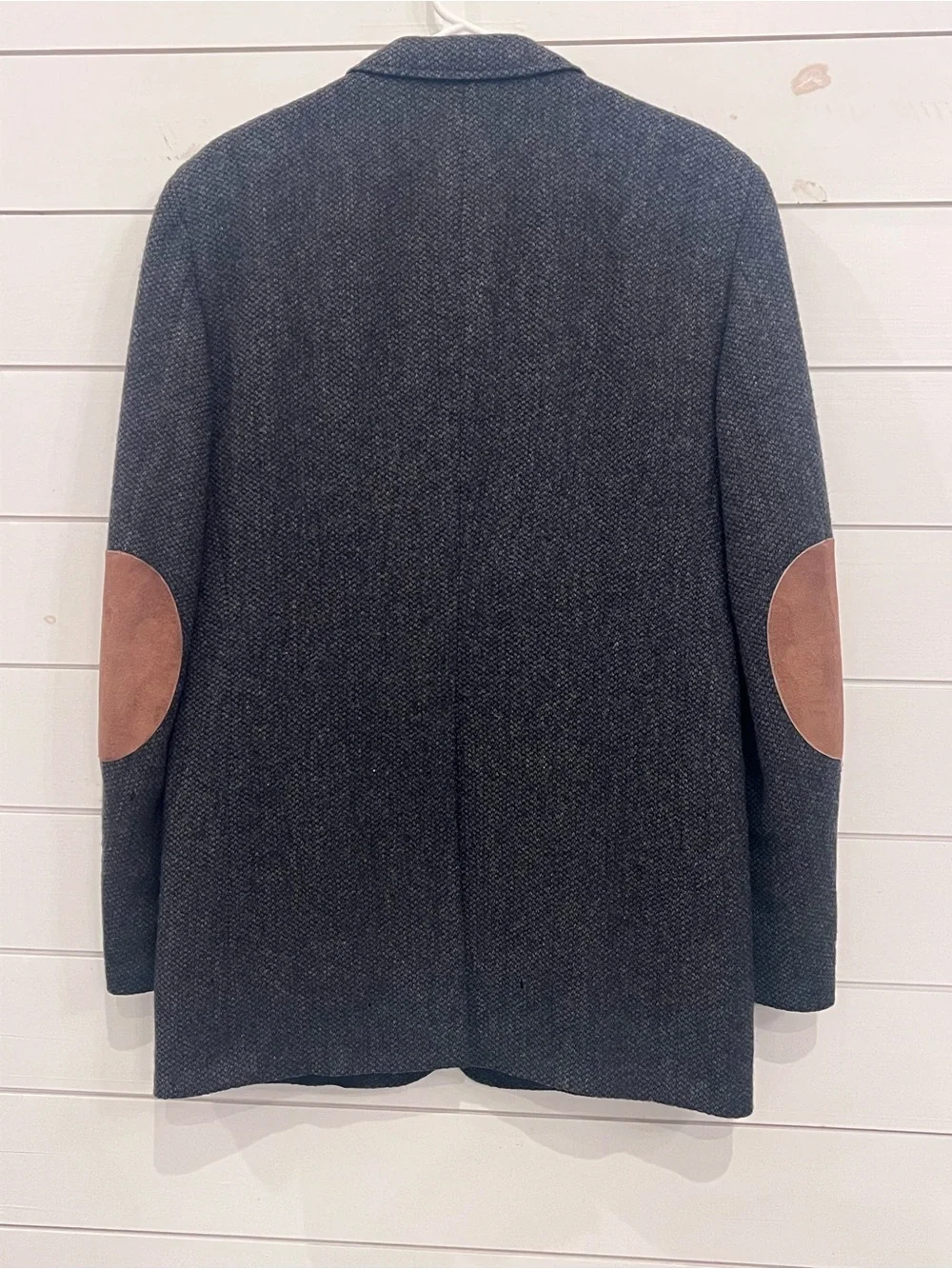 Men's Vintage Kuppenheimer Dark Charcoal Tweed Blazer with Brown Elbow Patches